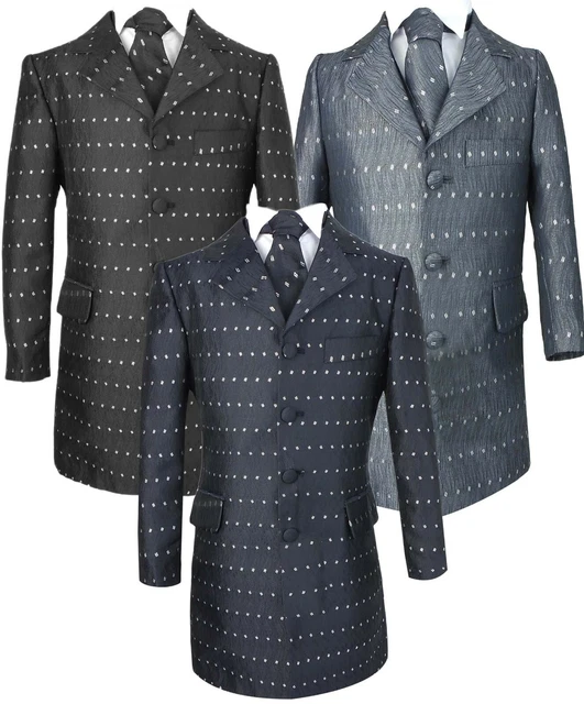 Boys Page Boy Patterned Suit Wedding 4 Piece Breeches Set