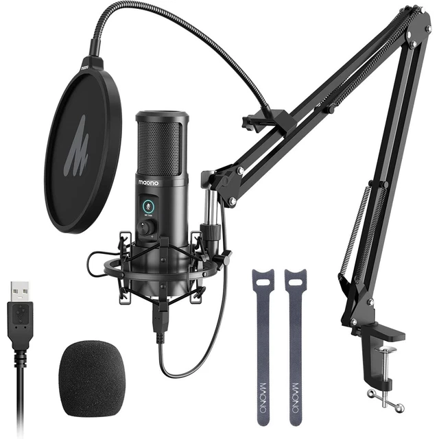 MAONO USB Microphone with One-Touch Mute Cardioid Condenser Mic for Gaming