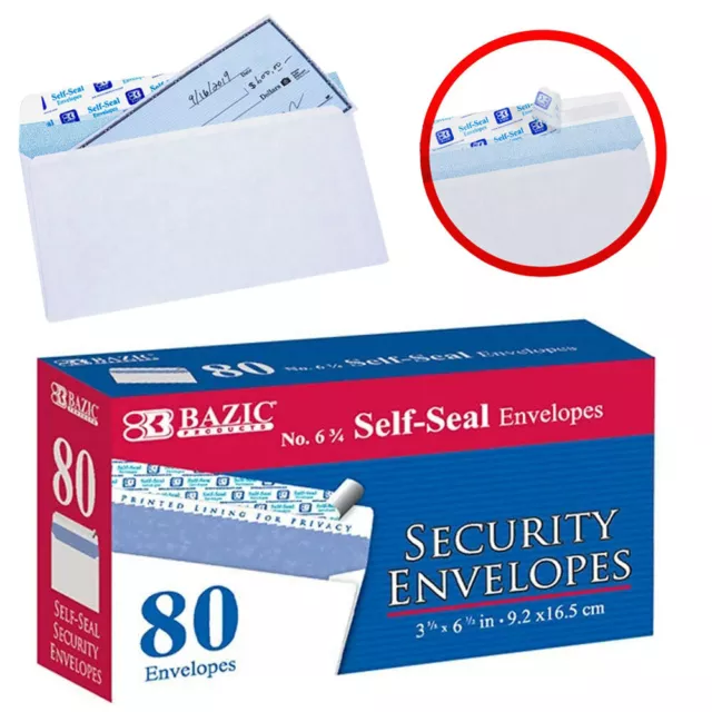 80 Self Seal White Envelopes Letter Mailing Shipping Security Mail Peel 6 3/4