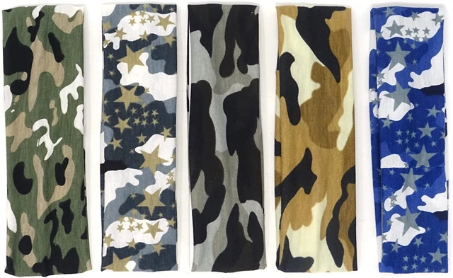 Headband [Camo] - Outdoor Sports Magic Scarf, 5Pcs Outdoor Headbands, Elastic Co