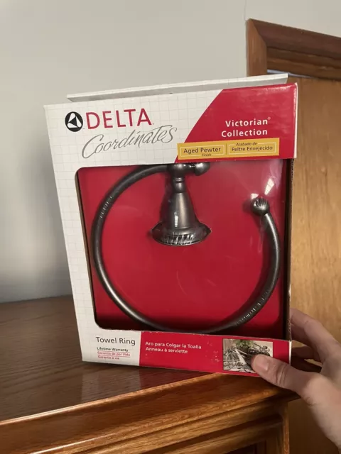 Delta Coordinates Victorian Collection Towel Ring 75046PT Aged Pewter Finish New