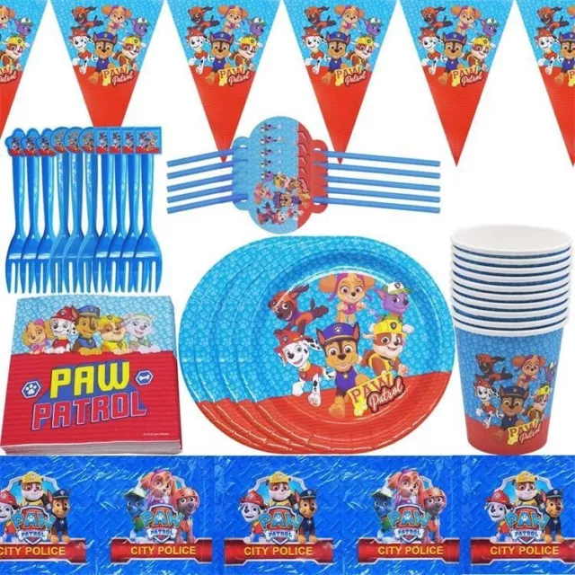 Paw Patrol Boys Birthday Party Decorations Tableware Supplies Children 71Pc