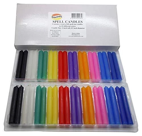 40 Assorted Colors Spell and Chime Candles for Rituals Birthdays Altar