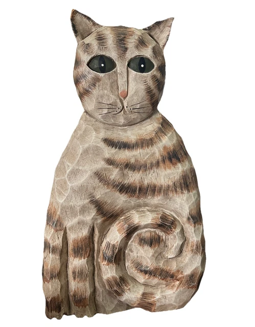 JAMES HADDON SIGNED Folk Art Cat Figurine Set of 2 $38.95
