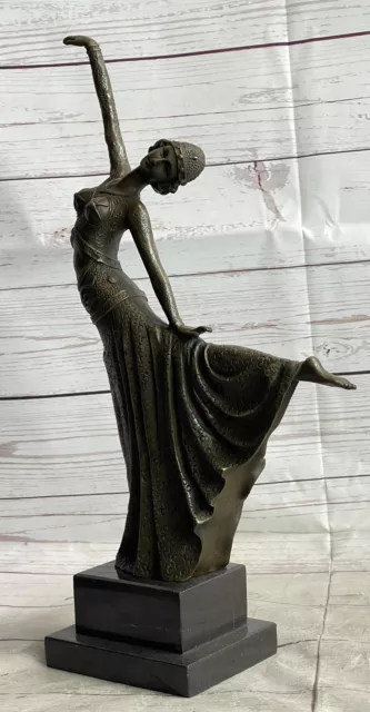 Art Déco Fonte Bronze Gracieux Ballerine Ballet Statue Sculpture Chiparus Gif