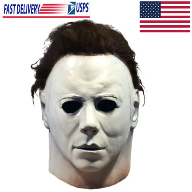 Michael Myers Mask Halloween Full Head Scary Horror Murderer Cosplay-Adult Size