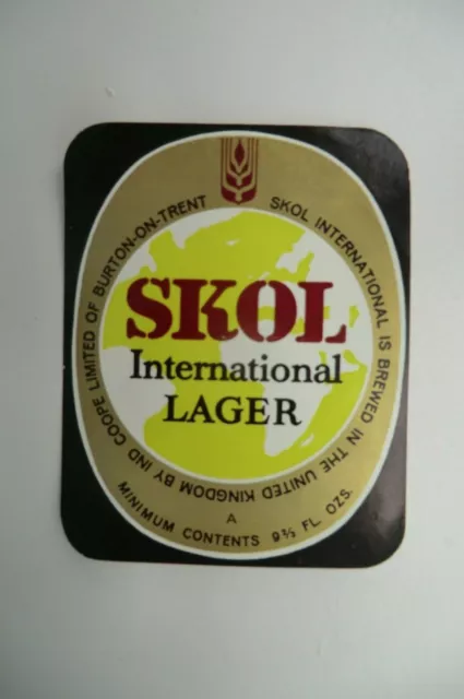 Mint Skol International Lager Bottled Burton A  Brewery Beer Bottle Label