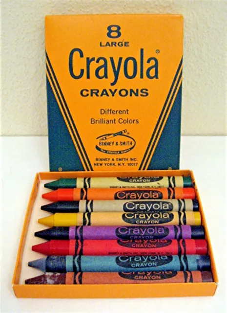 Vintage Crayola Crayons Brilliant Colors No.8 Binney & Smith Set New In Box  USA