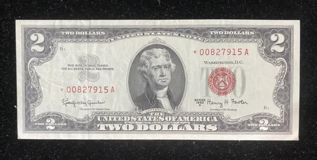 1963 A $2 Red Seal Star Note