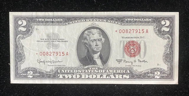 1963 A $2 Red Seal Star Note