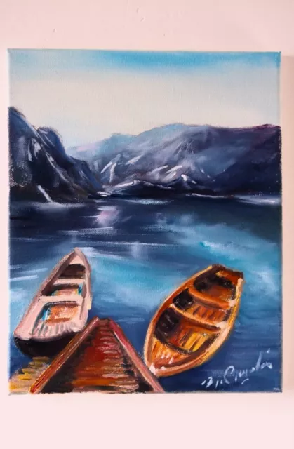 Quadro moderno paesaggio  olio su tela  dim 30x24cm dipinto a mano firmato Nuovo