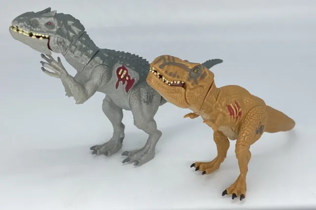 Hasbro Jurassic World Bashers and Biters INDOMINUS REX & T-REX Dinosaurs 2015