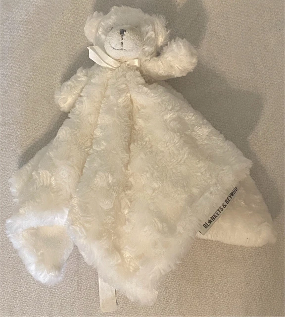 BLANKETS AND BEYOND White Teddy Bear Security Blanket Baby Lovey Plush