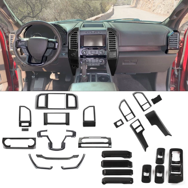 25X CARBON FIBER Interior Set Dash Panel Cover Trim Kit For Ford F150