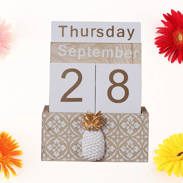 Holzblock Desktop-Display-Ornamente Büro Schreibtischkalender Bartheke