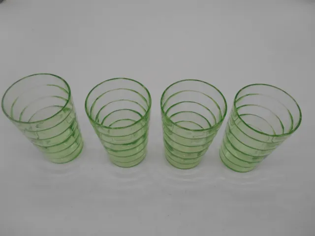 Cute Set of 4 Green Block Optic 5 oz. Flat Juice Tumblers by Anchor Hocking 2