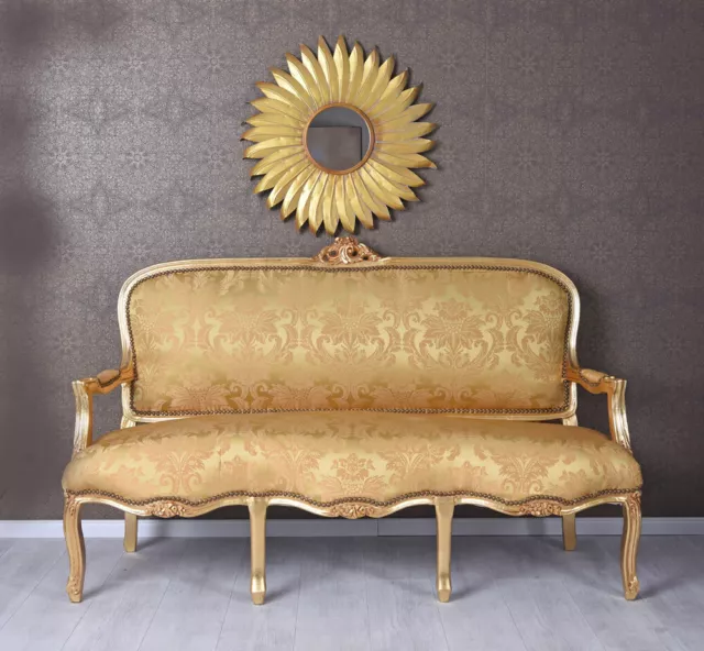 Giant sofa Rococo style bench chaise longue gold Baroque french Louis XV couch