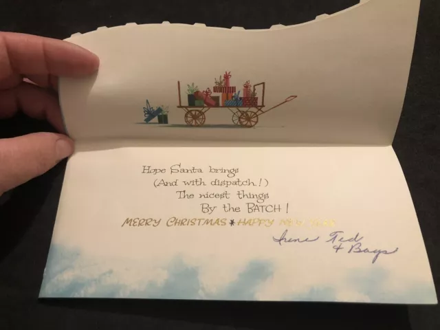 Vintage Holiday Christmas Greeting Card Paper Collectible Santa on Train 2