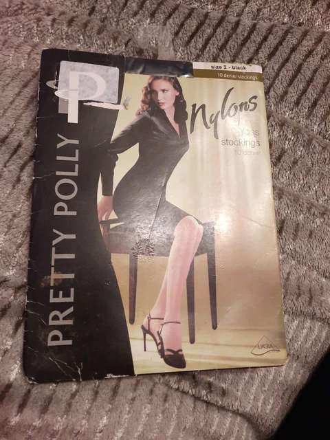 Pretty Polly Nylons 10 Denier Black Stocking Size 2