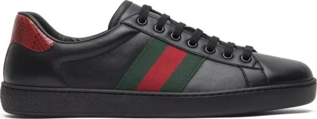 FULL SET Gucci Ace Leather 'Black' Classic Low Top Ace Sneaker 386750 A38D0 1078 3
