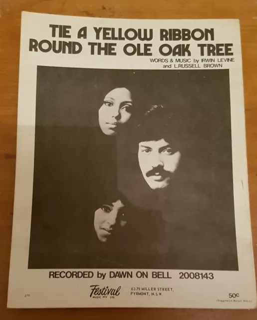 Dawn - Tie A Yellow Ribbon Around The Old Oak Tree 1973 Oz Sheet Music Free Post