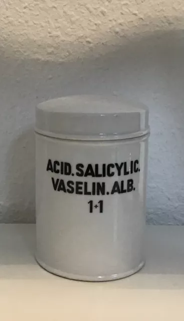 ANTIK ROSENTHAL Apotheken- Gefäß. ACID.SALICYLIC.VASELIN.ALB. 1+1