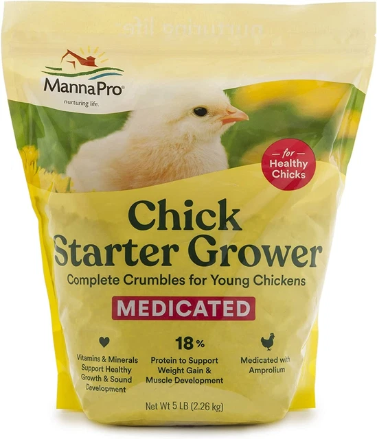 Manna Pro Chick Starter Medicated Chick Feed Formulated with Amprolium 5 Pounds,