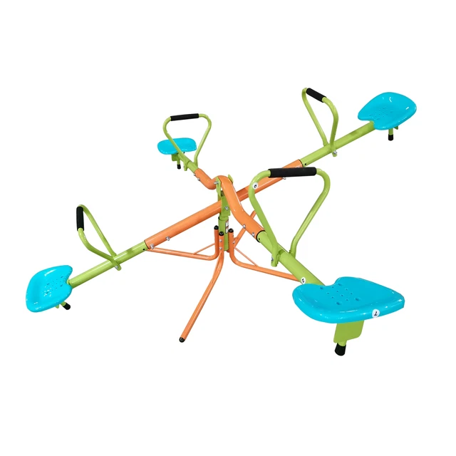 Quad-Seat Teeter Totter Spinning Seesaw for Kids' Active Play 360° Rotating Safe