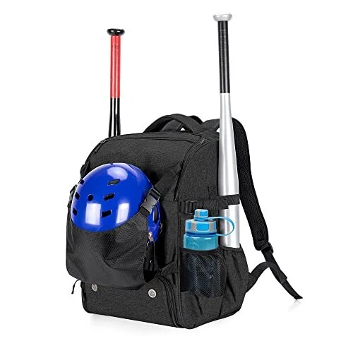 Baseball Backpack for 4 Bats, Softball Bag with External Helmet Holder and Se...