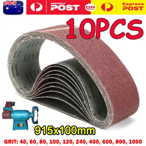 10X 100x 914mm 915 Sanding Belt Mixed Grit 40 60 80 100 120 240 400 600 800