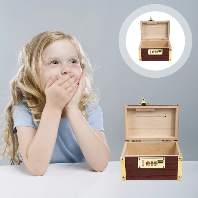 STORAGE CHEST WITH Lock Wooden Jewelry Retro Money Box Decorations £12.