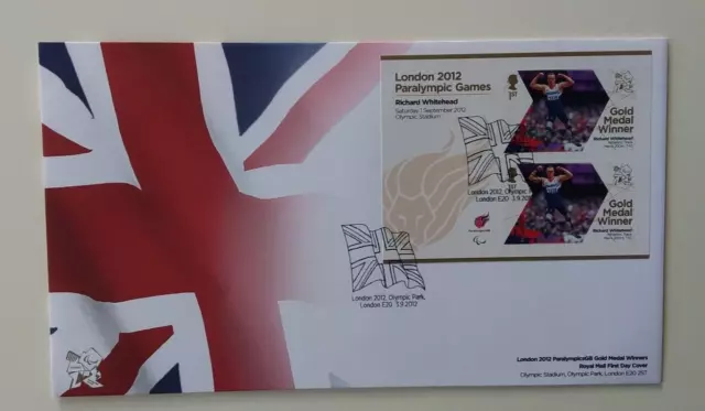 GB 2012 SG3377a Paralympic Gold Medal Winners Richard Whitehead - Athletics FDC