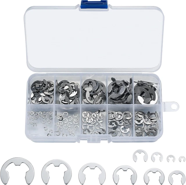 Set 120 Anelli Elastici E-Clip In Acciaio Inox - 10 Misure Da 1,5 A 10 Mm - Foto 5