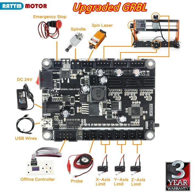 3 Axis GRBL CNC Router Engraving Machine USB Port 2418 3018 Control - View #2