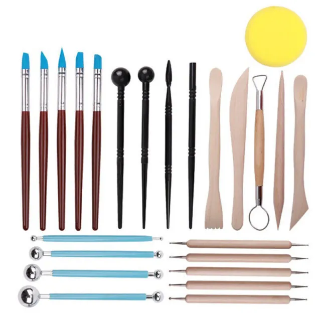 24pcs Polymer Molded Impression Silicone Pen Clay Sculpting Painting Tools Set