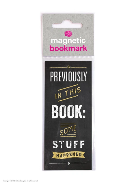 Brainbox Candy Some Stuff Happened black magnetic bookmark funny cheap gift