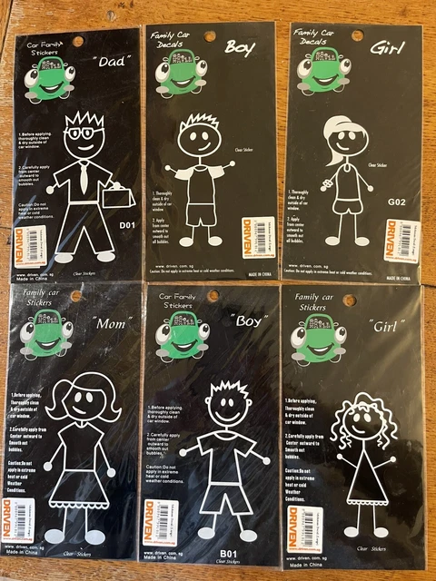 MY FAMILY CAR stickers -6 - Mom, Dad, 2 Boys And 2 Girls £10.00 ...