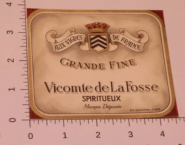 Vintage Grande Fine Vicomte De La Fosse Spirit label