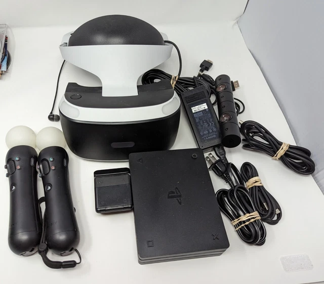 Sony PlayStation 4 5 PS4 CUH-ZVR2 VR Virtual Reality Bundle w/ All Cables Tested