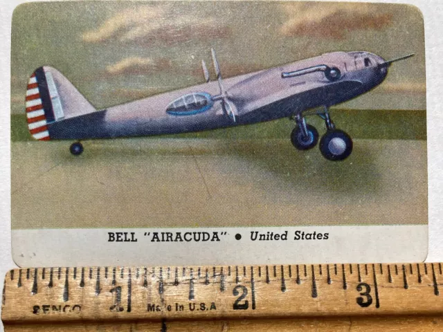 WWII Card-O Chewing LEAF Gum Cards Series B Airplanes Bell AIRACUDA US Air Corps