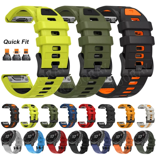 SCHIK 22 26mm Cuoio Silicone Cinturino Per Garmin Fenix 7 7X 6 6X Pro 5 5X Plus/Epix/Descent G1 Smart Quick Release Watcband Bracciale, Quickfit 22mm, Agata - Foto 9