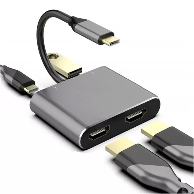 USB 3.0 Adapter Docking Station Type-C to Dual HDMI USB C Hub Screen Expansion