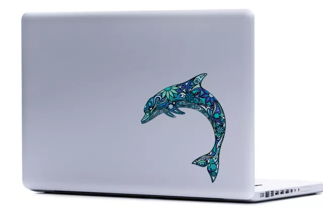 Ornate Dolphin Blues Vinyl Laptop or Automotive Art sticker decal computer auto