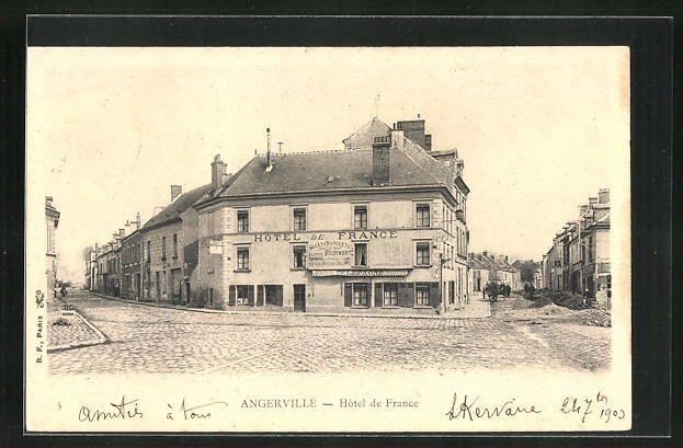 CPA Angerville, Hôtel de France 1903