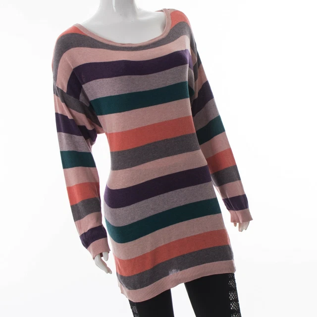 Divided by H&M Femmes Tunique Top Tricoté Long Manche Rainbow Rayé Taille EUR-36