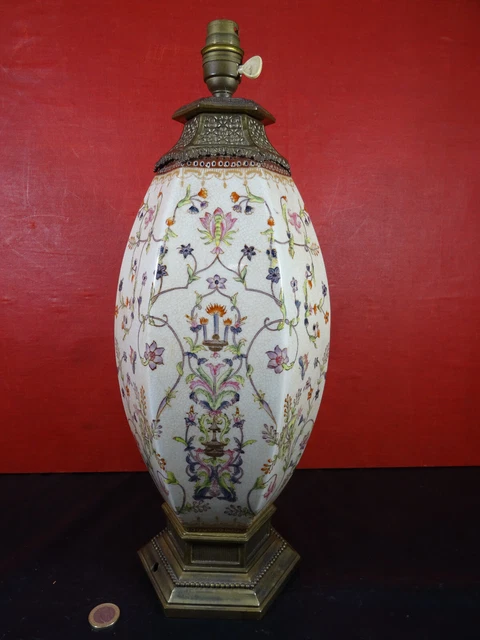 grand pied de lampe porcelaine WL WONG LEE 1895 style art déco
