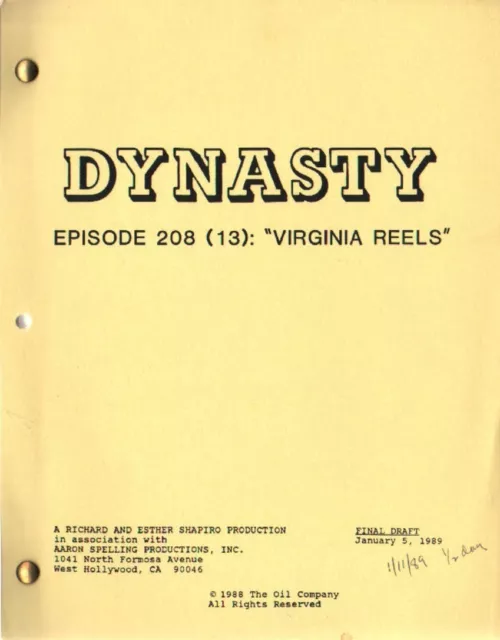 Joan Collins - Linda Evans - Orig Dynasty Script - Virginia Reels 1989 C#44