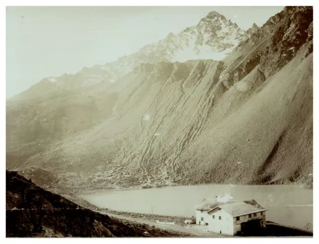Suisse, Chaîne de l&#039;Albula, Col de la Flüela, Vintage print, circa 1890 Tir