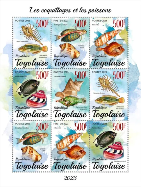 Shells and Fishes MNH Stamps 2023 Togo M/S