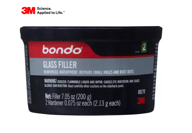 3M Bondo 270 00270 Fiberglass Reinforced Filler, 7.05 oz Can, Green, Paste